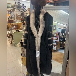 Luxurious Black and Brown Fox and mink Fur Coat